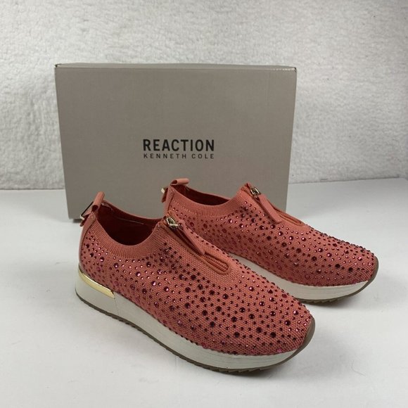 Kenneth Cole Reaction Cameron Zip Jewel Jogger Sneaker Women 7 Wide Sunset S0264 - Picture 1 of 10